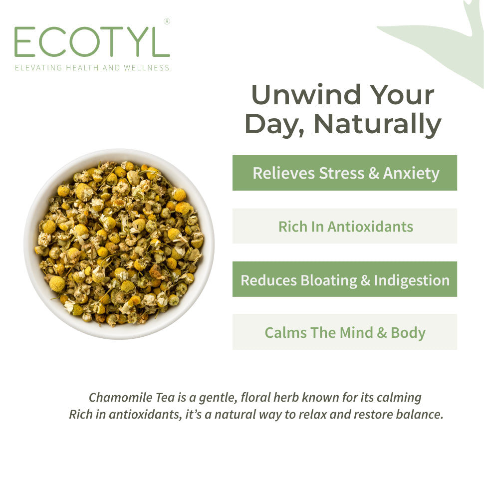 Ecotyl Chamomile Tea | Calming Herbal Tea | Supports Sleep & Relaxation | 25g