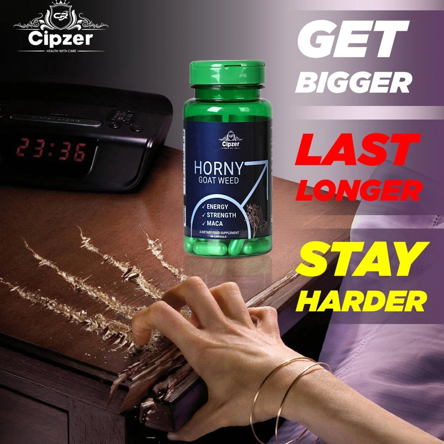 Cipzer Horny Goat Weed 30 Capsules | Natural Booster For Sexual Stamina, Power, Erection & Performance