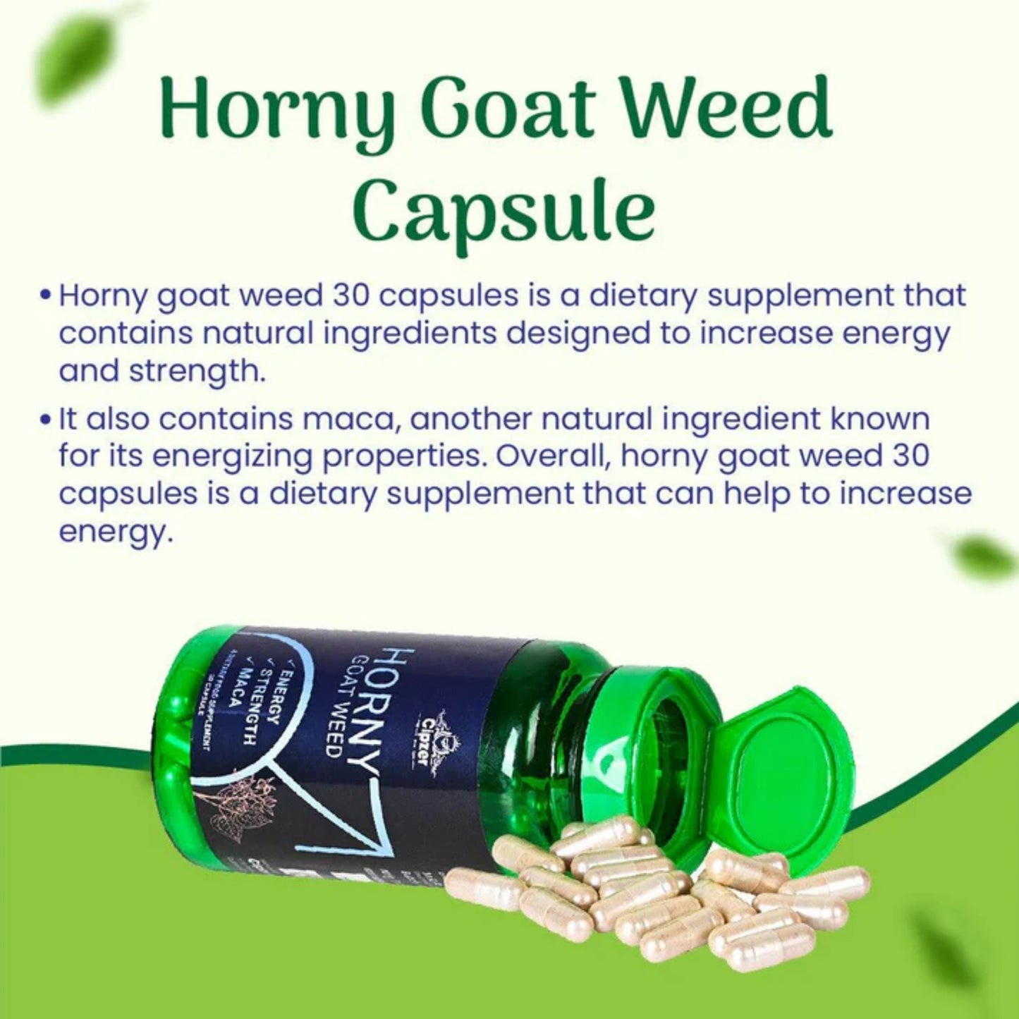 Cipzer Horny Goat Weed 30 Capsules | Natural Booster For Sexual Stamina, Power, Erection & Performance