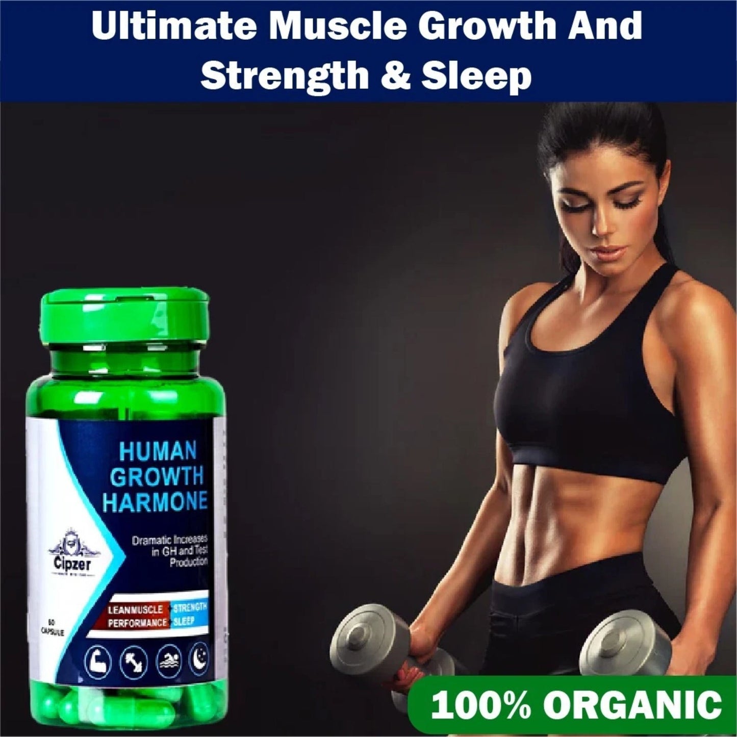 Cipzer Human Growth Hormone 60 Capsules | Herbal HGH Support for Height, Muscle Growth & Vitality