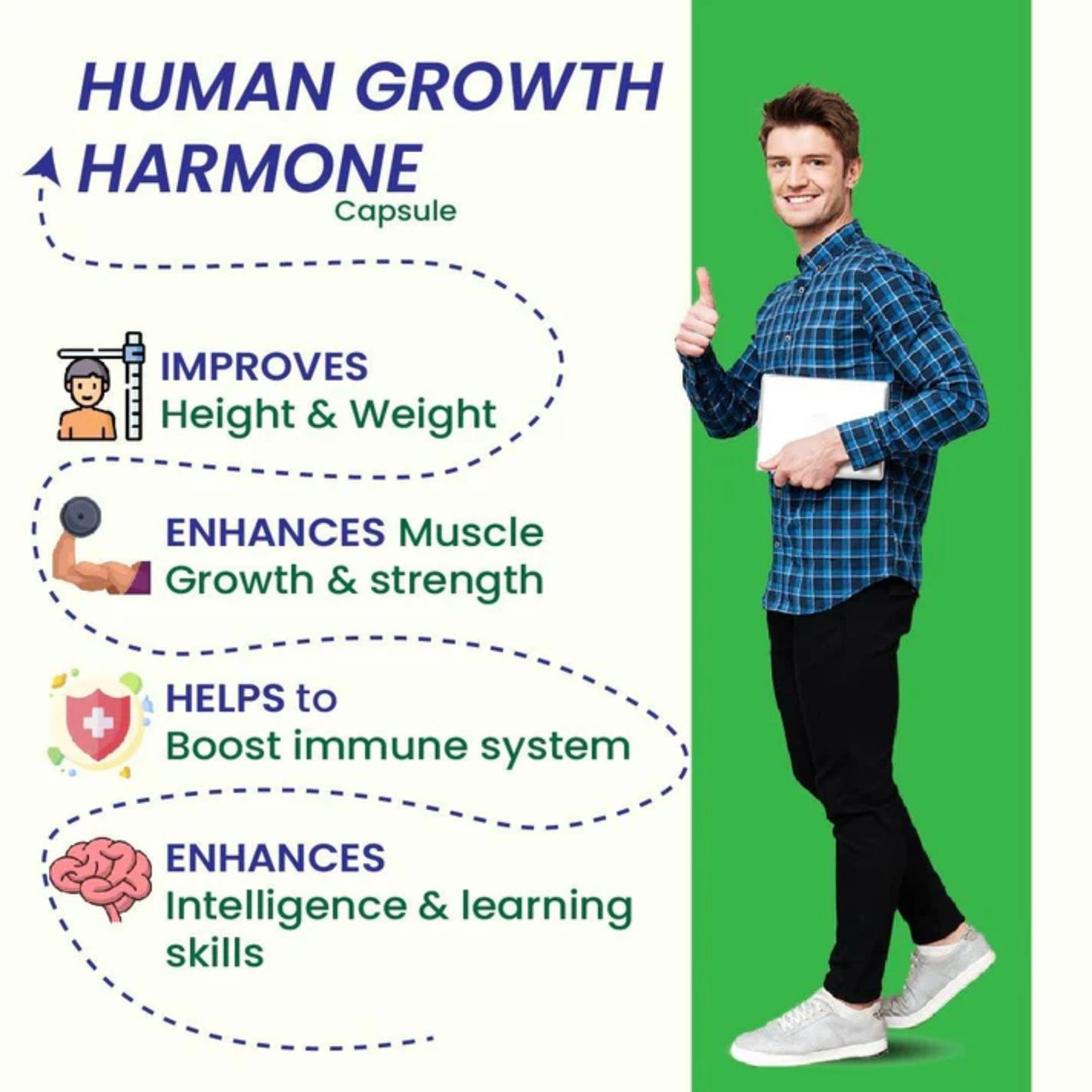 Cipzer Human Growth Hormone 60 Capsules | Herbal HGH Support for Height, Muscle Growth & Vitality