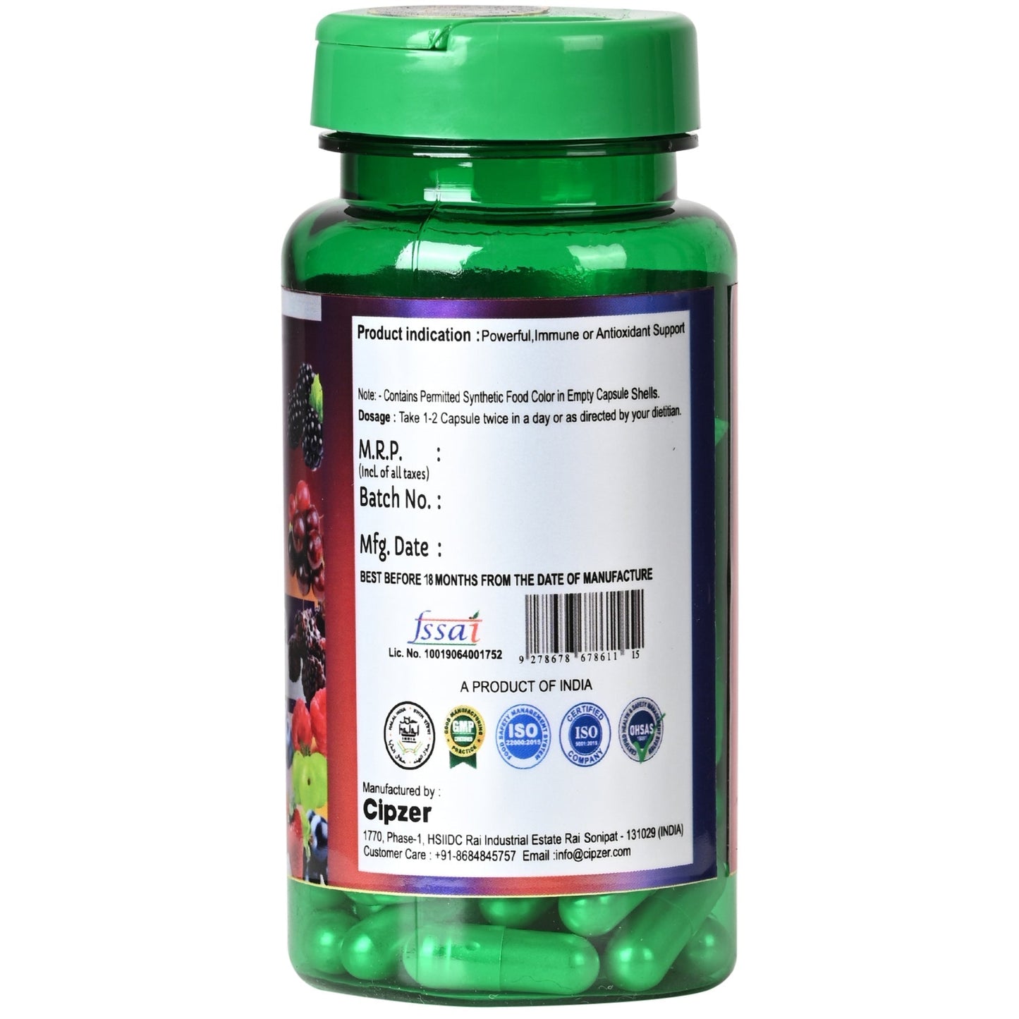 Cipzer Juice Berry 60 Capsules | Herbal Antioxidant, Immunity Booster, Detox & Daily Wellness Support