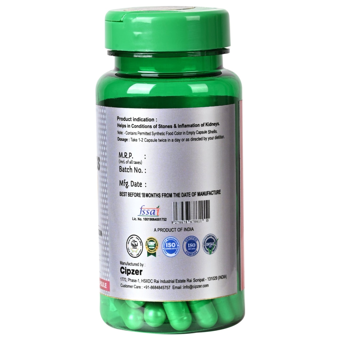 Cipzer Kidney Wellness 60 Capsules | Herbal Support For Kidney Stones, Urinary Tract & Detox Health