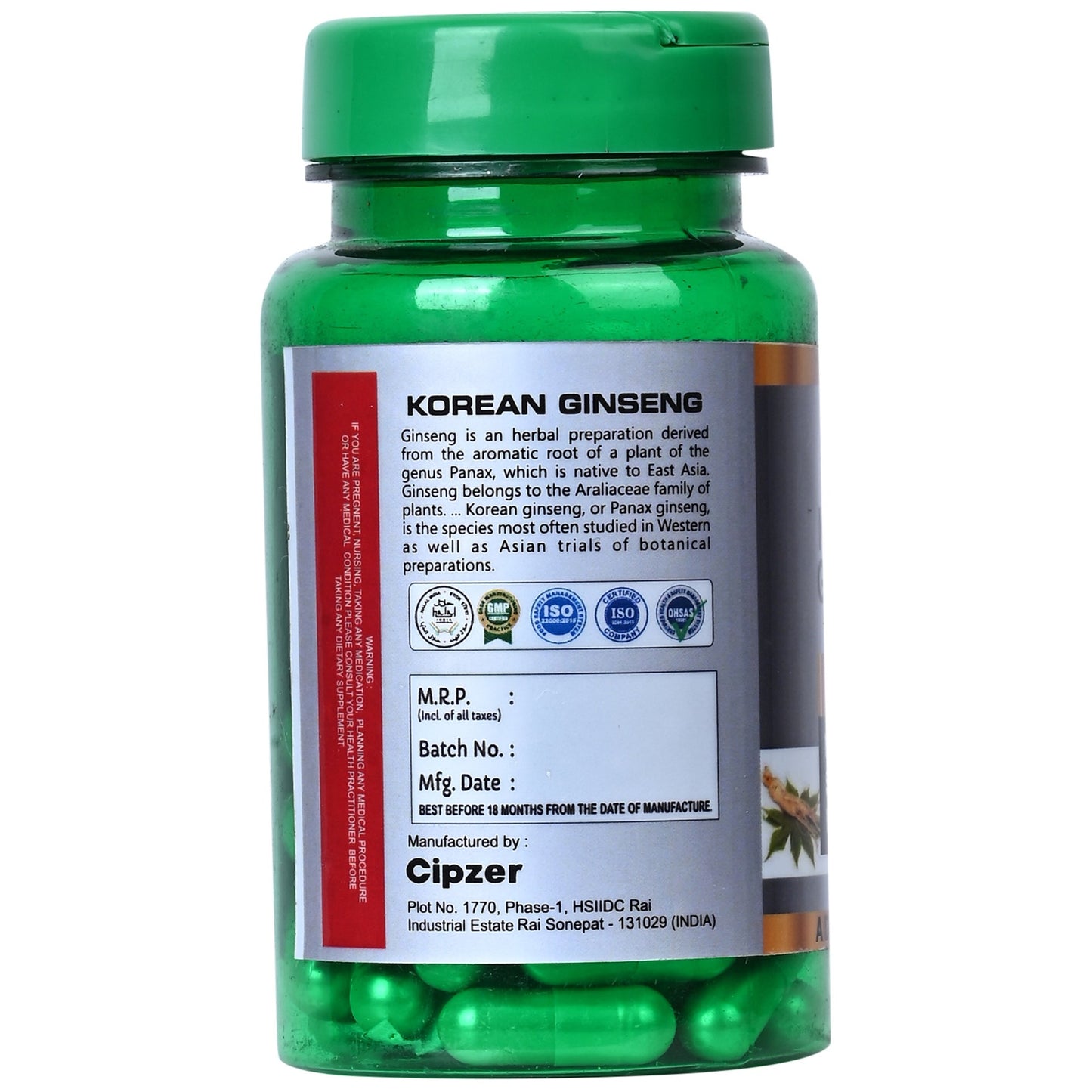 Cipzer Korean Ginseng Capsules | Boost Energy, Immunity, Stamina & Mental Alertness Naturally