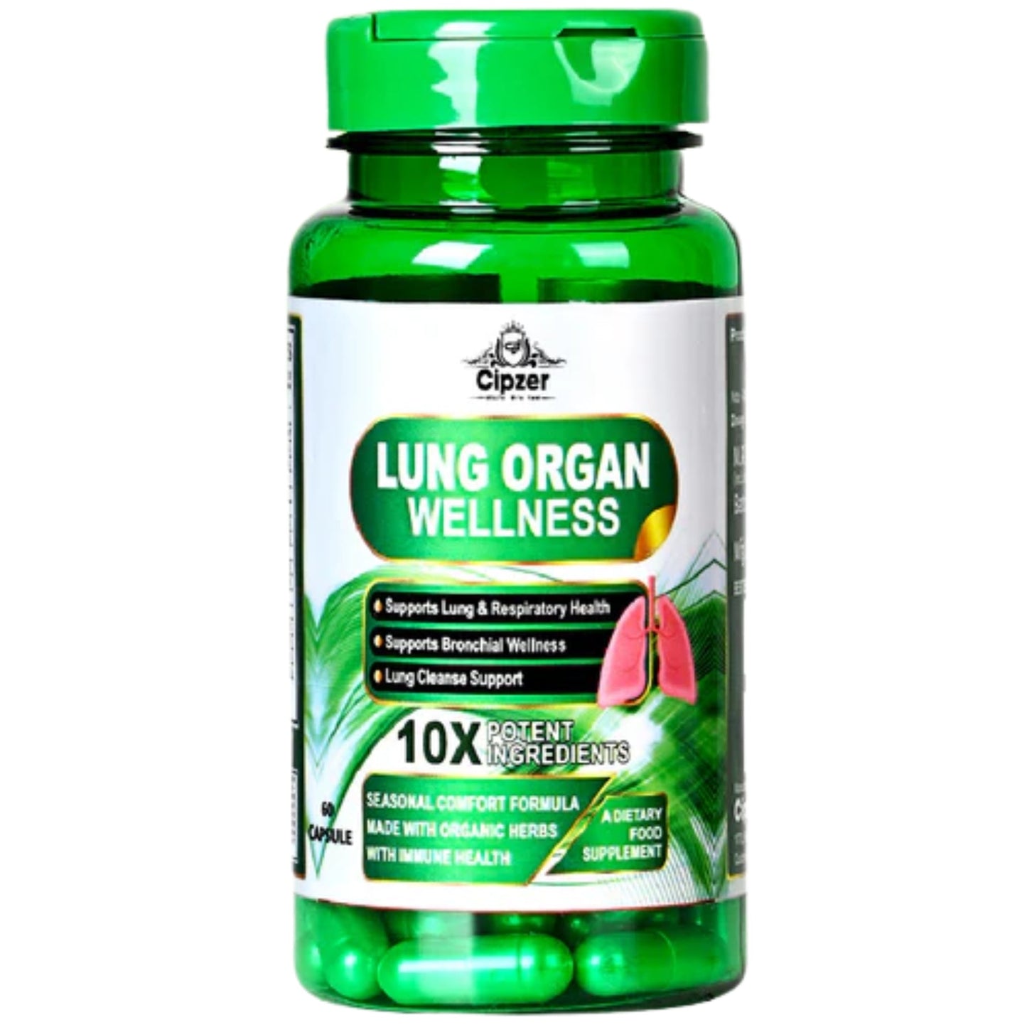 Cipzer Lung Organ Wellness 60 Capsules | Herbal Support for Smokers’ Lungs, Breathing & Detox Health
