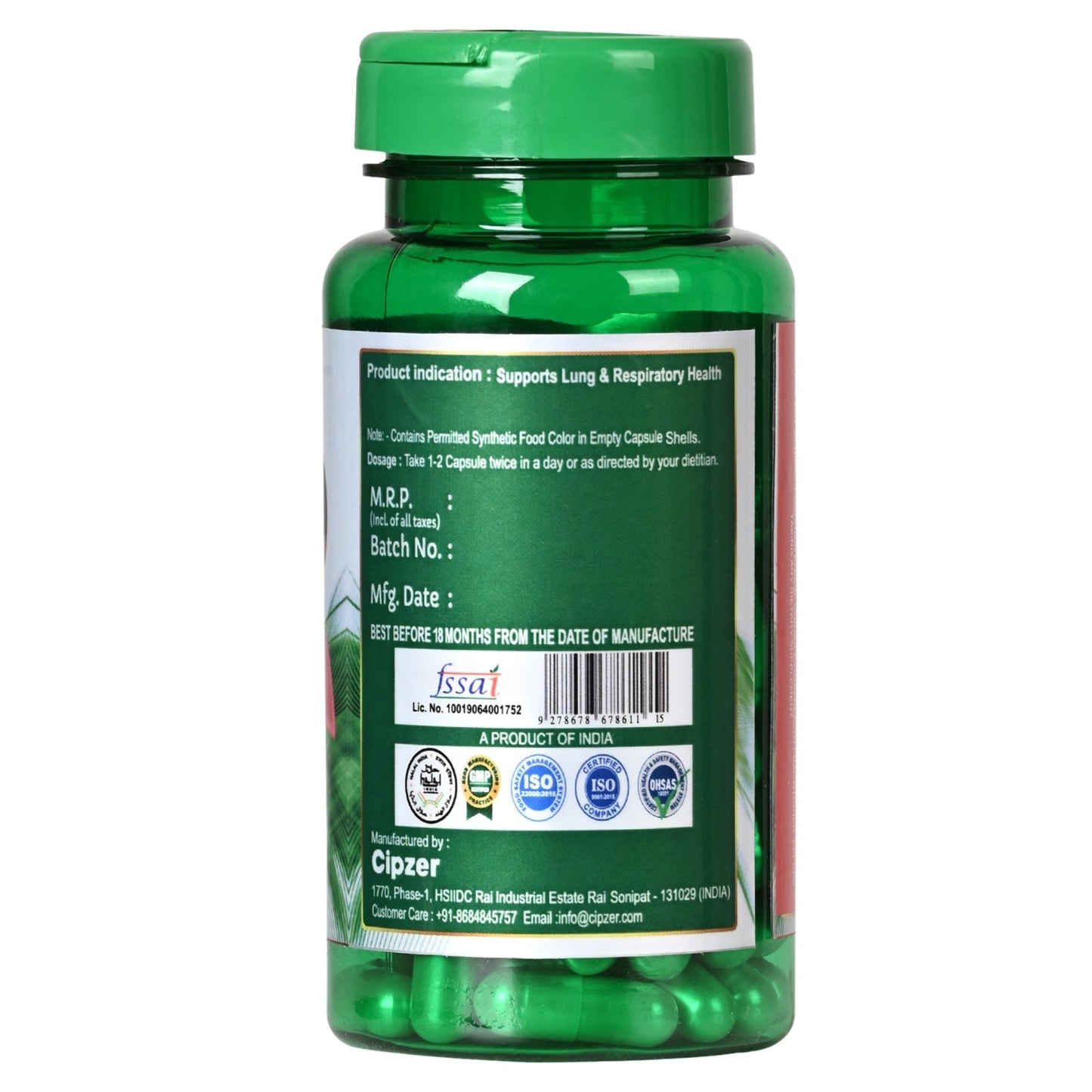 Cipzer Lung Organ Wellness 60 Capsules | Herbal Support for Smokers’ Lungs, Breathing & Detox Health