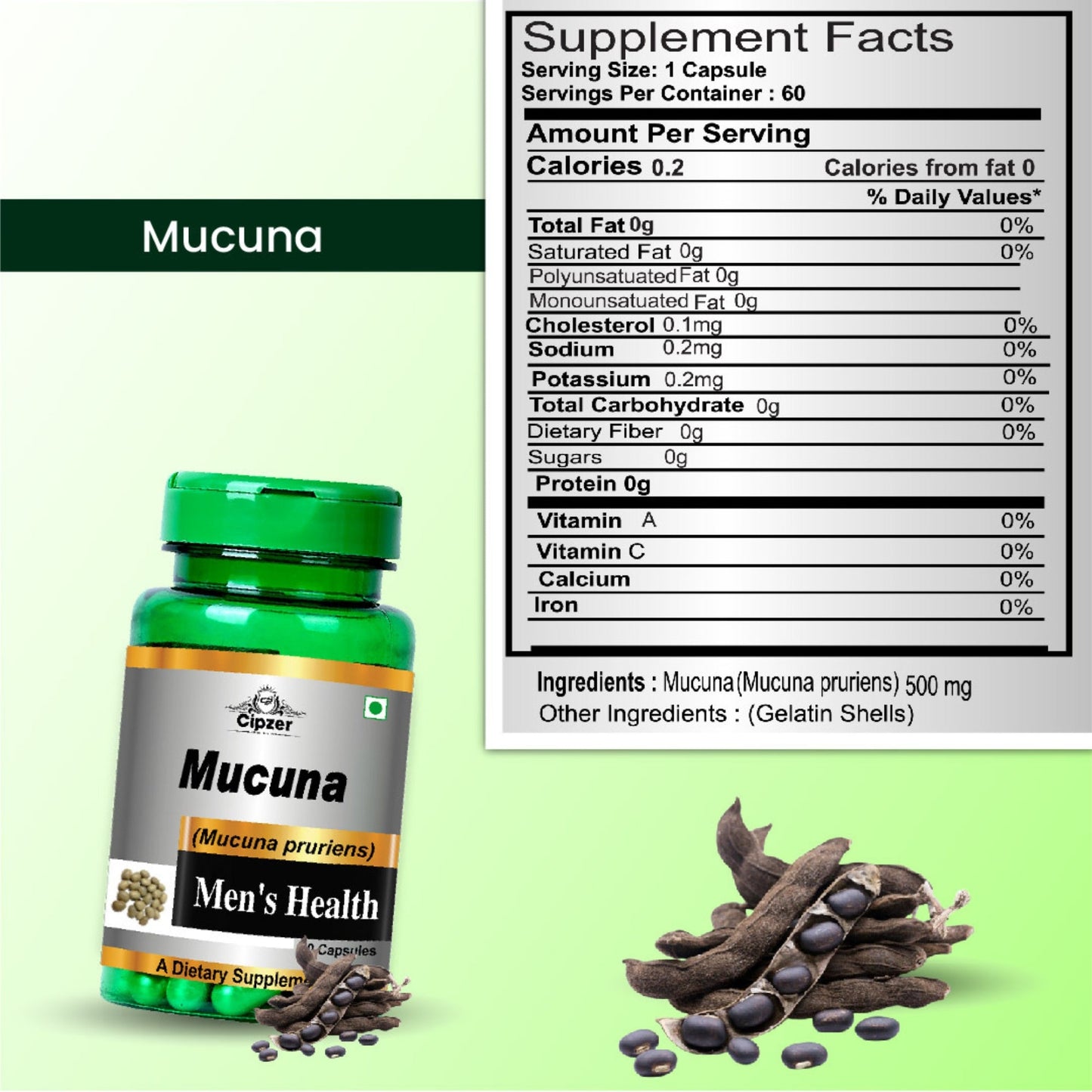 Cipzer Mucuna Capsules Boost Sexual Stamina, Enhance Libido, Improve Vitality & Energy