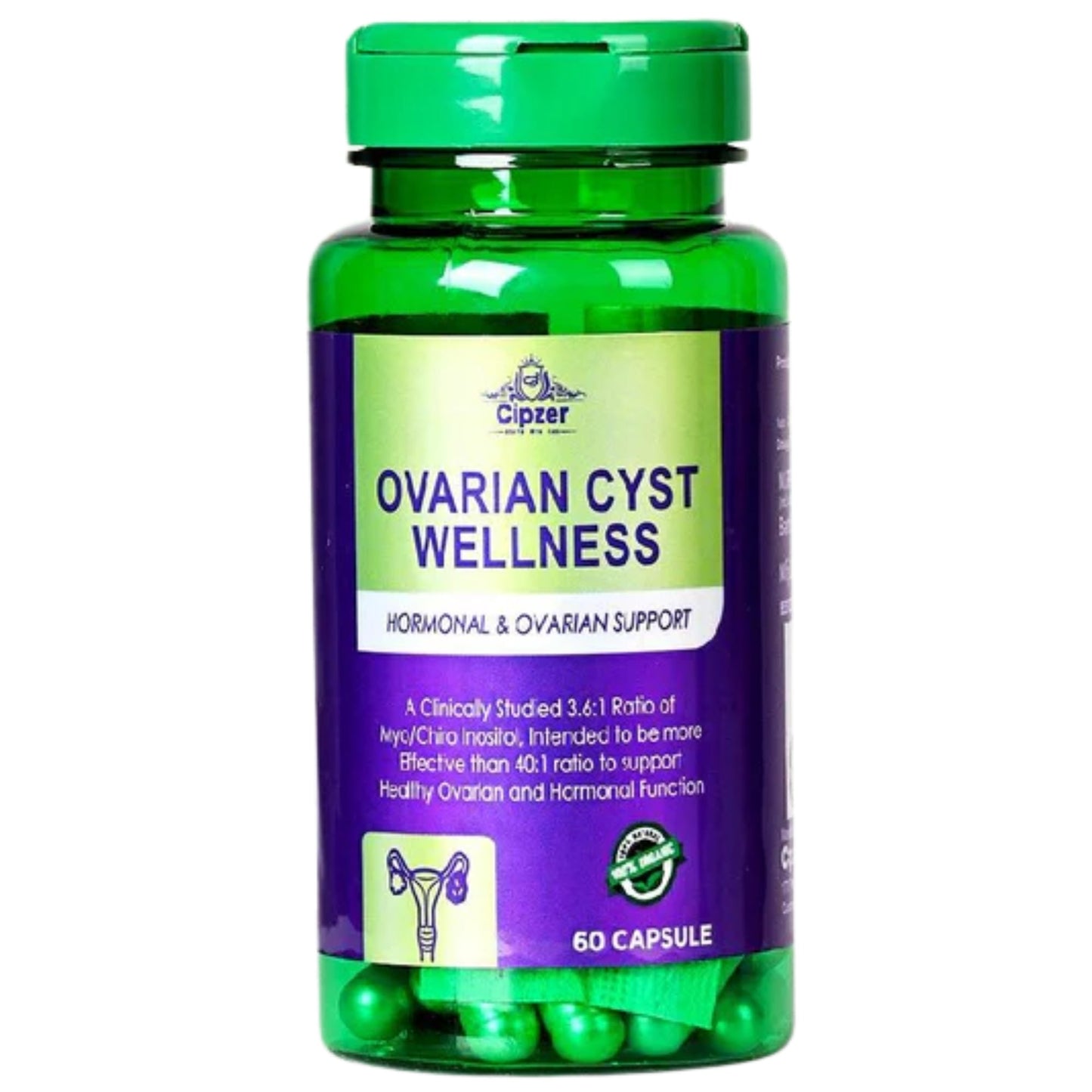 Cipzer Ovarian Cyst Wellness 60 Capsules | Herbal Support for Ovarian Cysts, Hormonal Balance & Fertility
