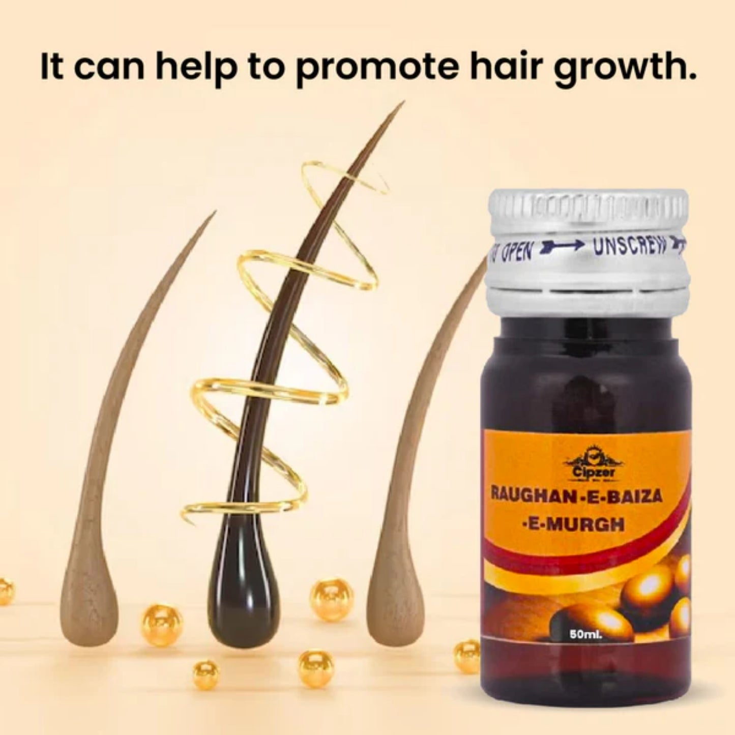 Cipzer Raughan-E-Baiza-E-Murgh - 50ml | Herbal Egg Oil for Hair Growth, Skin Care & Joint Massage