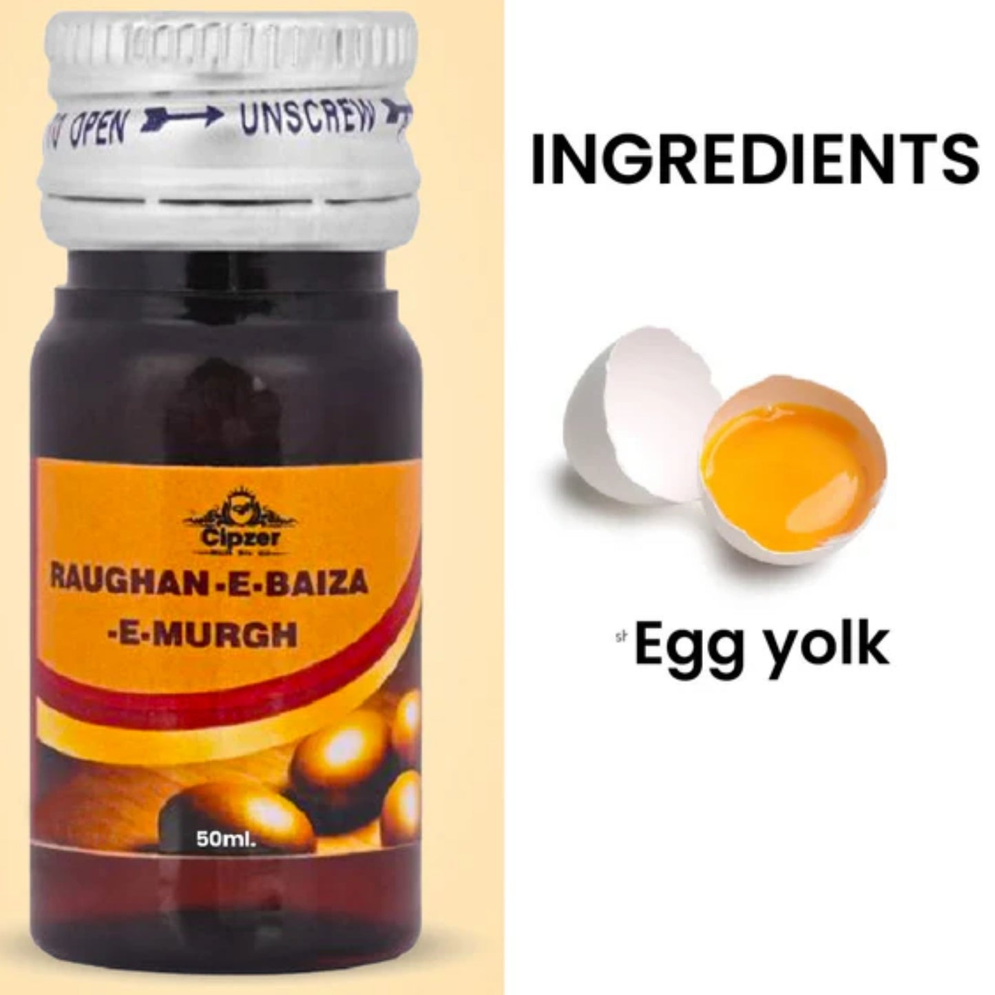 Cipzer Raughan-e-Baiza-E-Murgh - 20ml | Herbal Egg Oil for Hair Growth, Skin Nourishment & Scalp Health