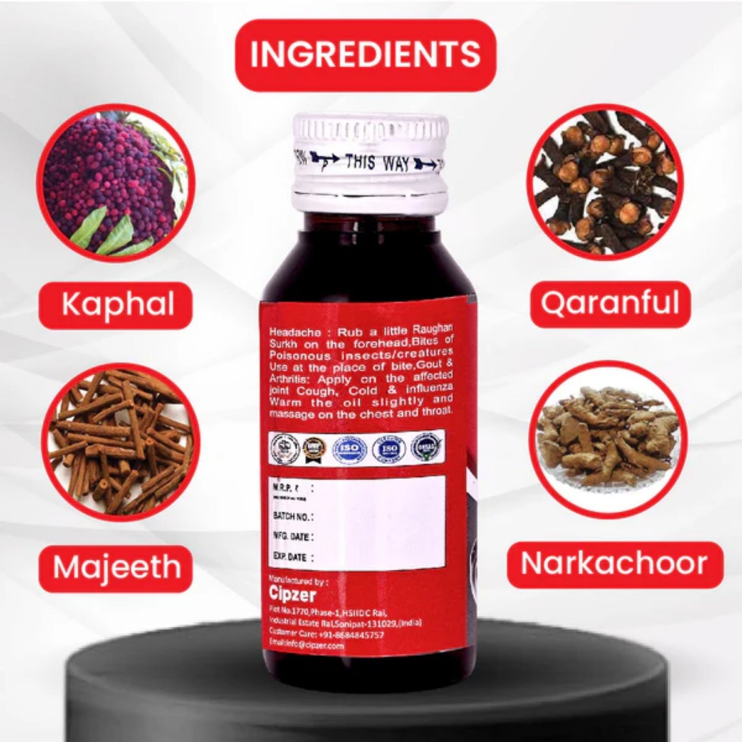 Cipzer Raughan-E-Surkh 50ML | Herbal Massage Oil for Pain Relief, Muscle Strength & Vitality