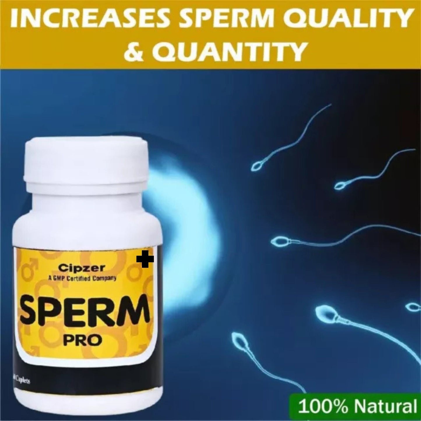 Cipzer Sperm Pro Plus 60 Capsules – Boost Sperm Quality, Quantity, Motility & Enhance Male Fertility