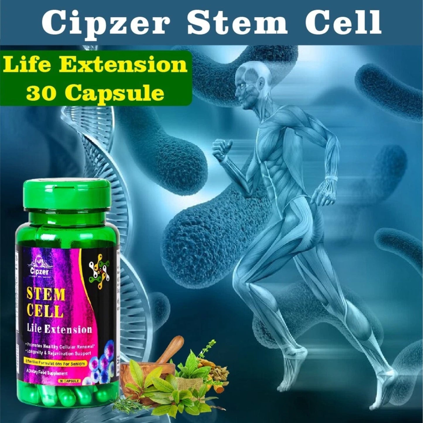 Cipzer Stem Cell 30 Capsules | Anti-Ageing, Immunity, Cell Regeneration & Overall Vitality Support