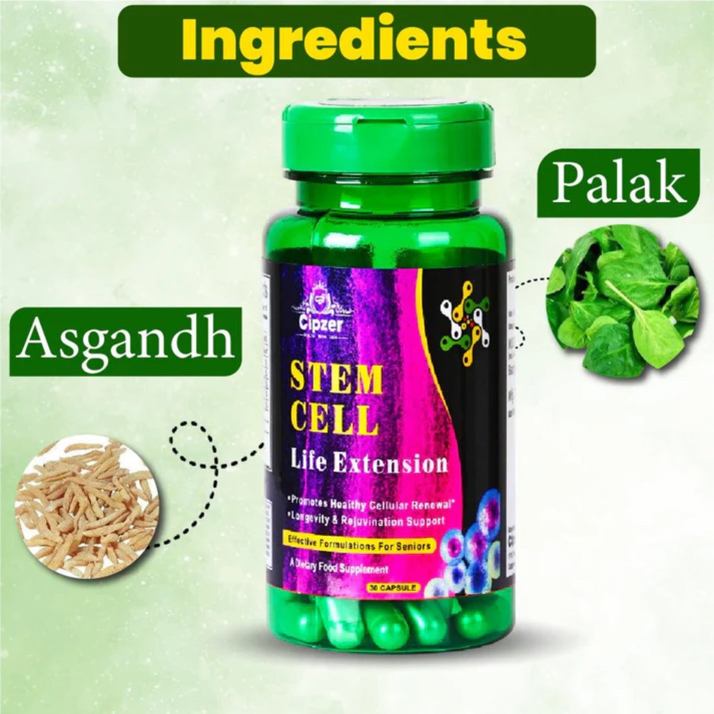 Cipzer Stem Cell 30 Capsules | Anti-Ageing, Immunity, Cell Regeneration & Overall Vitality Support