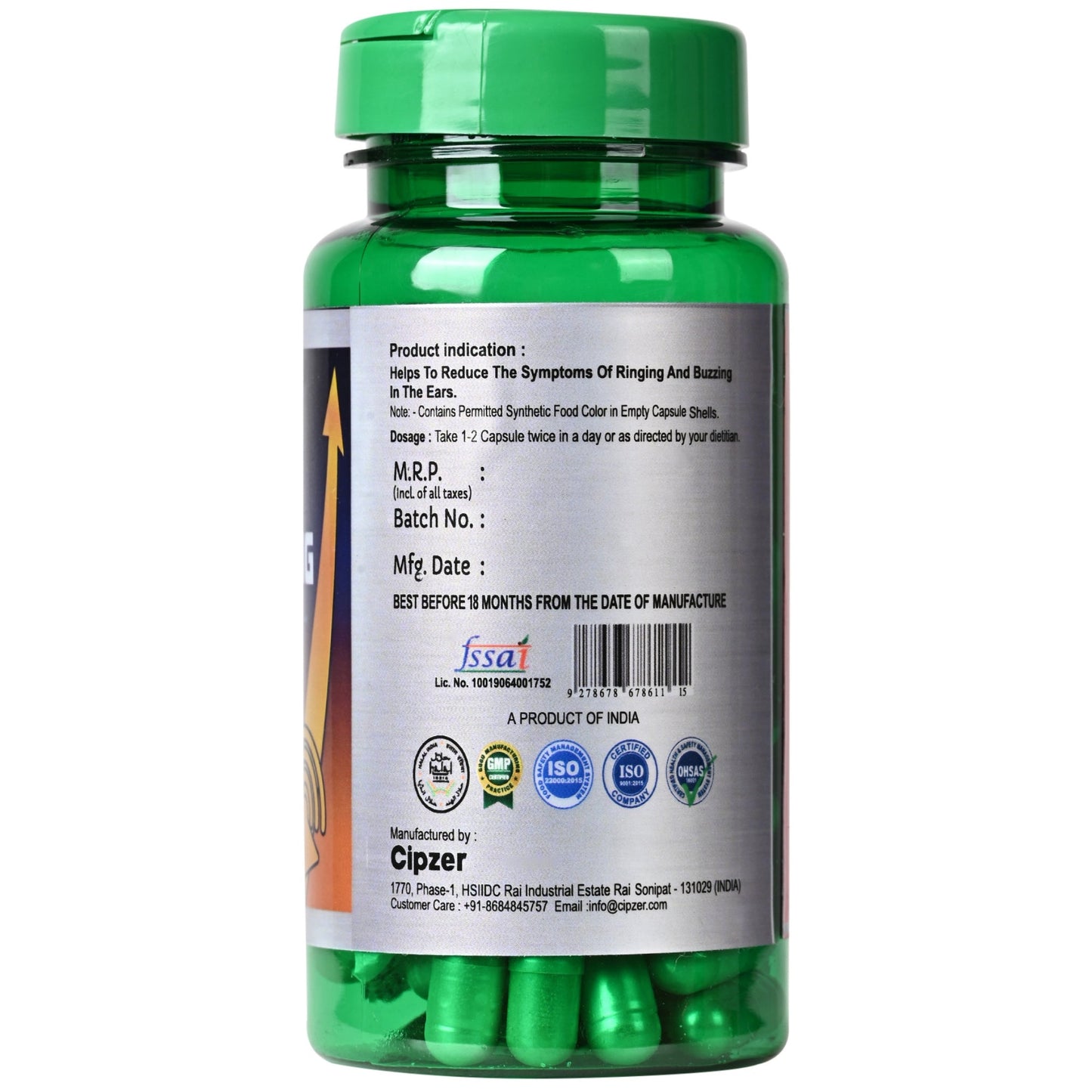 Cipzer Tinnitus Ear Ringing Support 60 Capsules | Natural Herbal Relief For Ear Buzzing & Hearing Health