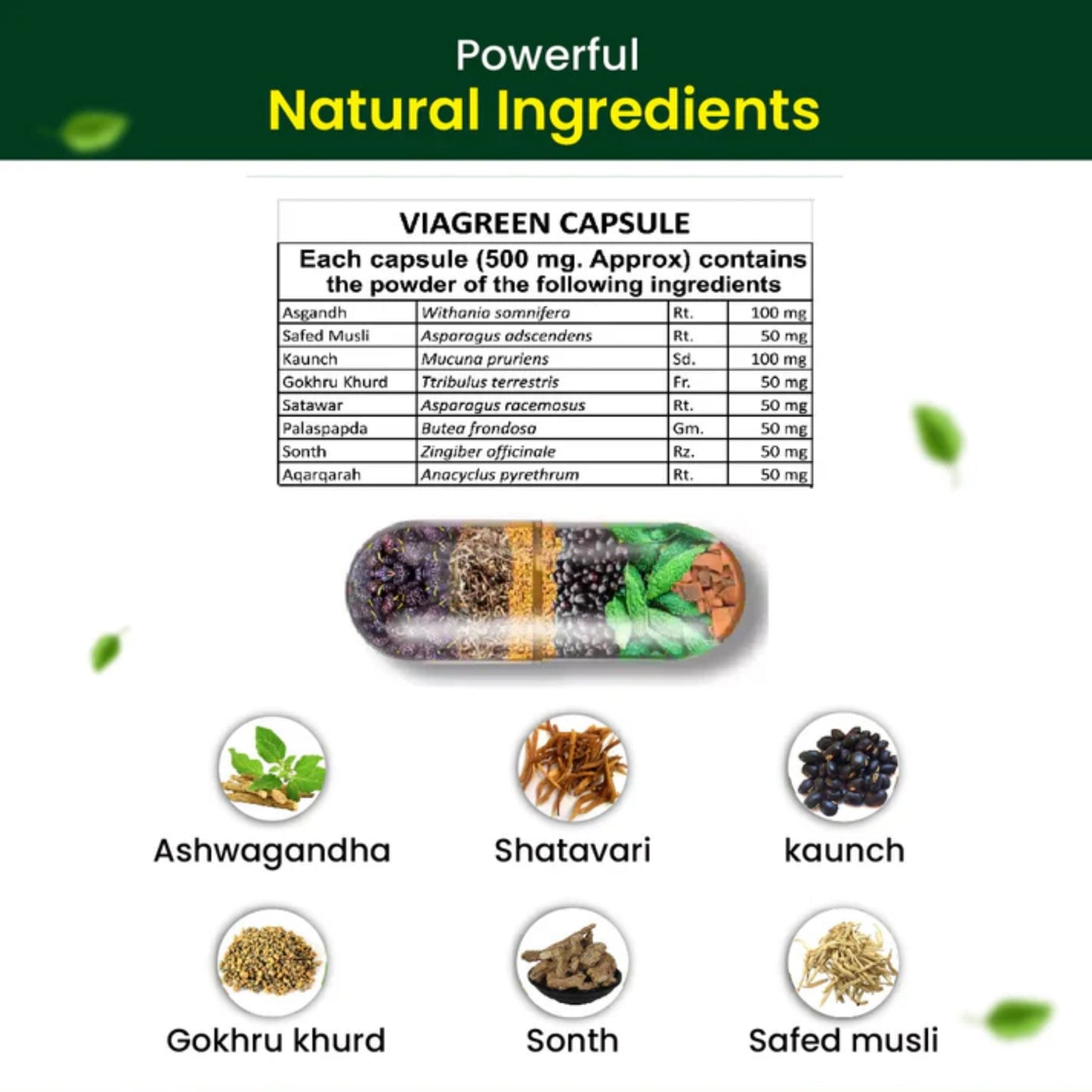 Cipzer Viagreen 60 Capsules | Natural Male Sexual Performance Booster For Penis Size, Sex Timing, Stamina & Strength