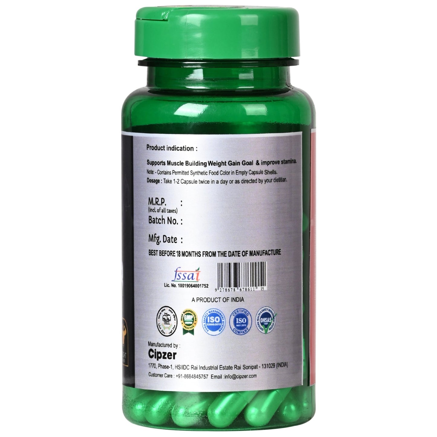 Cipzer Weight Gainer 60 Capsules | Herbal Appetite Booster for Healthy Weight Gain, Strength & Energy