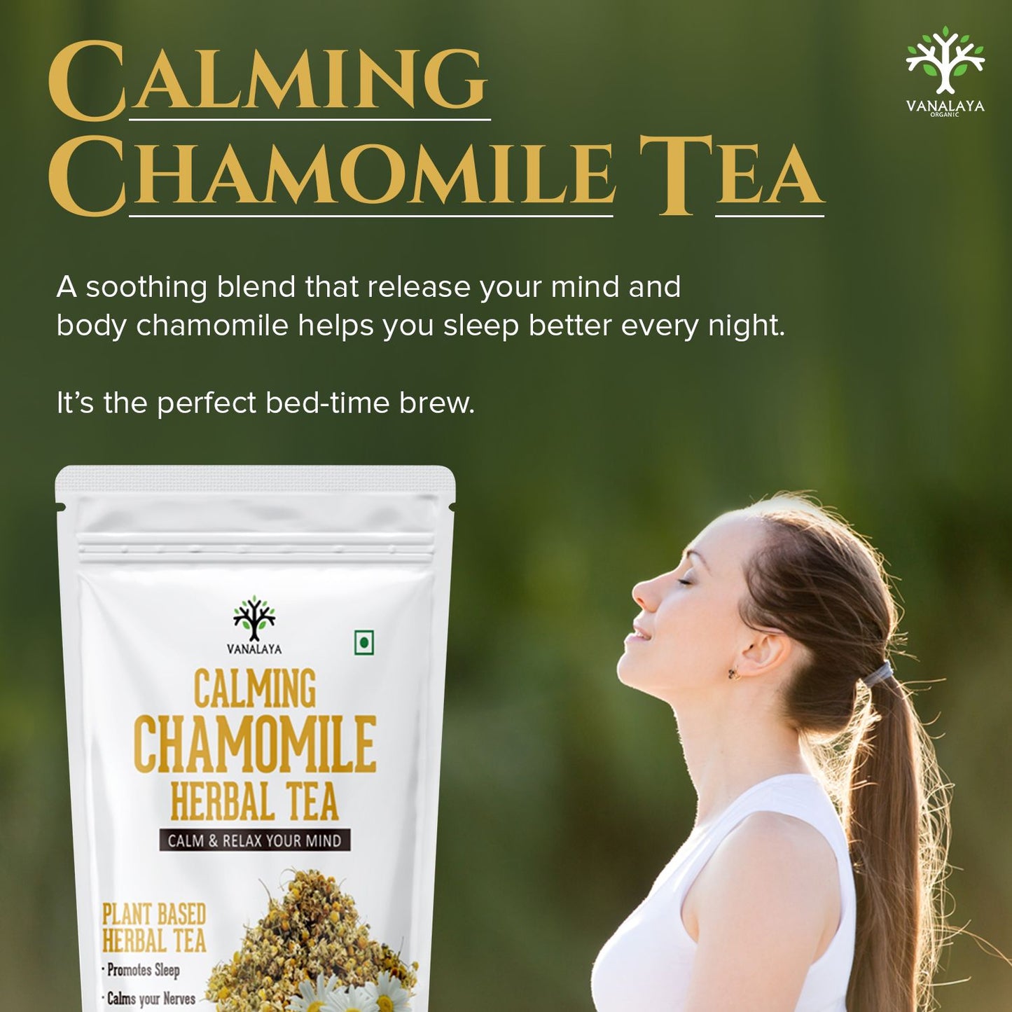 Vanalaya Calming Chamomile Herbal Tea From dried Chamomile Flowers for Sleep
