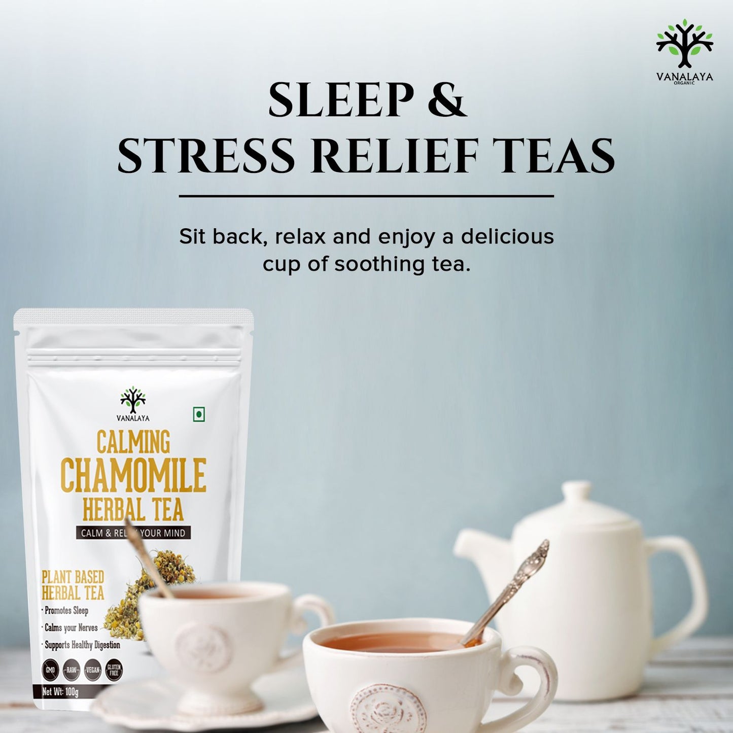 Vanalaya Calming Chamomile Herbal Tea From dried Chamomile Flowers for Sleep