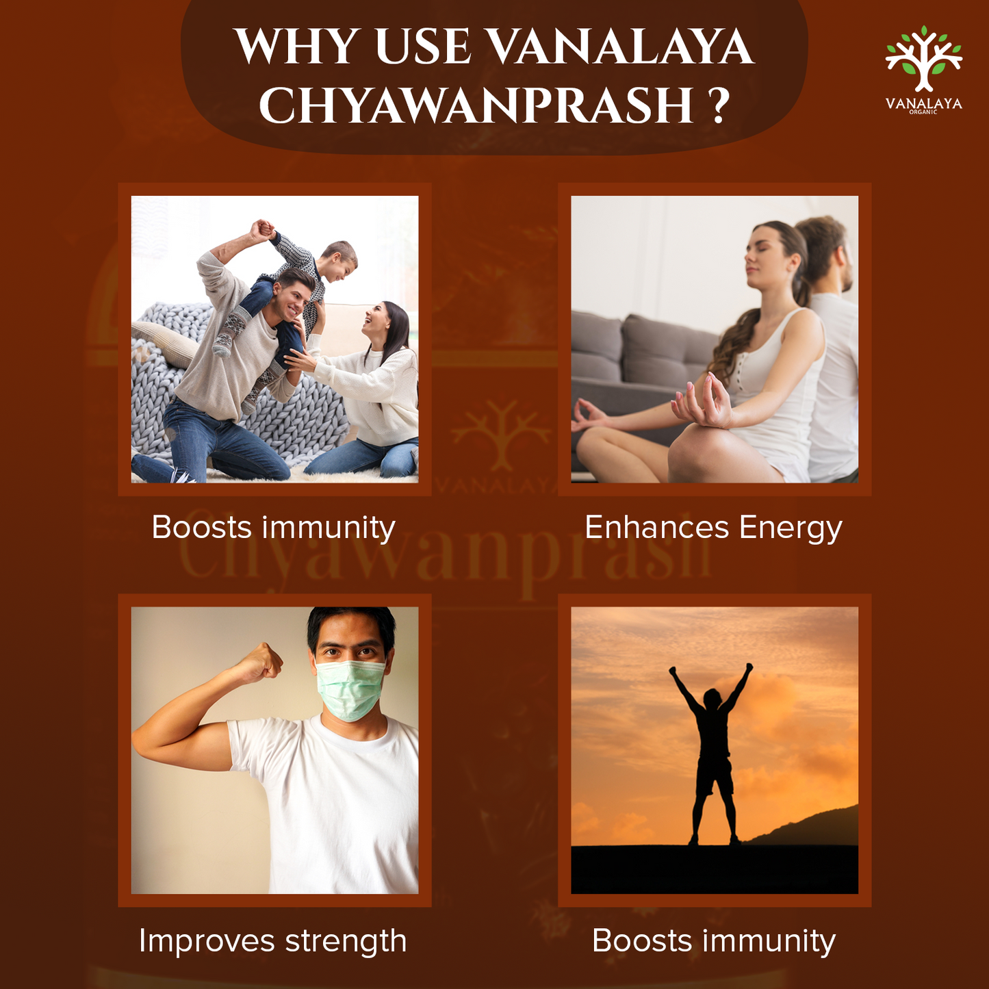 Vanalaya Organic Ayurvedic Chyawanprash for immunity boosting suitable for all age groups enriched with amla, Desi ghee & jagerry helps Build Strength and Stamina - 500gm