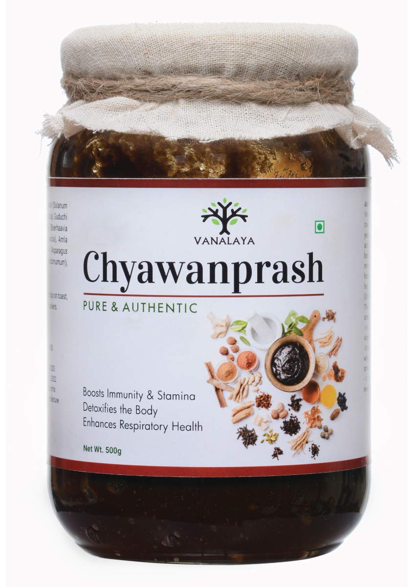 Vanalaya Organic Ayurvedic Chyawanprash for immunity boosting suitable for all age groups enriched with amla, Desi ghee & jagerry helps Build Strength and Stamina - 500gm