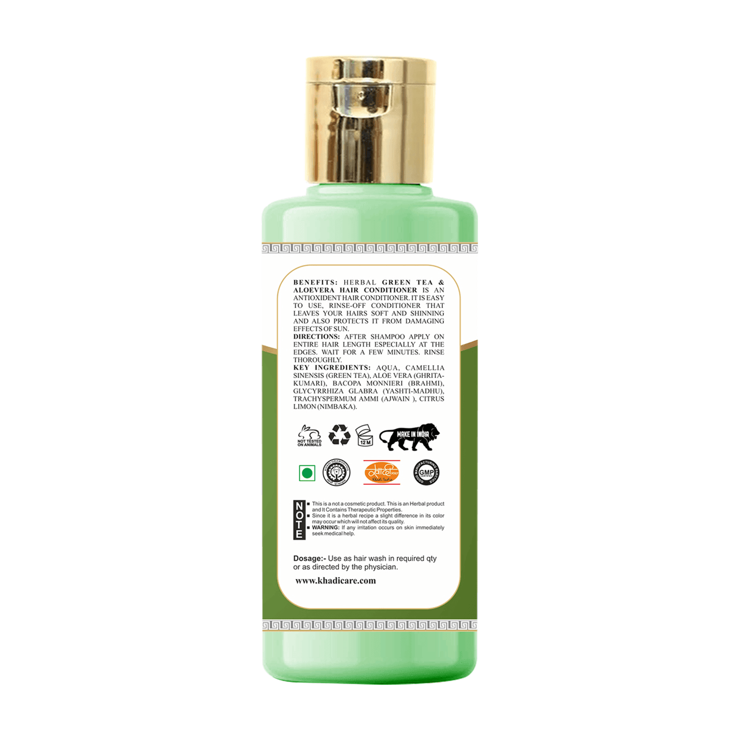 Khadi Care Herbal Green Tea & Aloevera Hair Conditioner - 210ml
