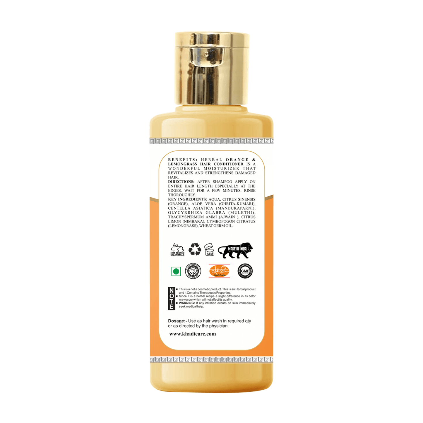 Khadi Care Herbal Orange & Lemongrass Hair Conditioner - 210ml