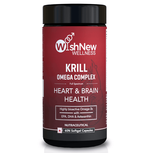 Wishnew Wellness Krill Omega Complex Heart & Brain Health Softgel Capsules - 60 Softgel Capsules