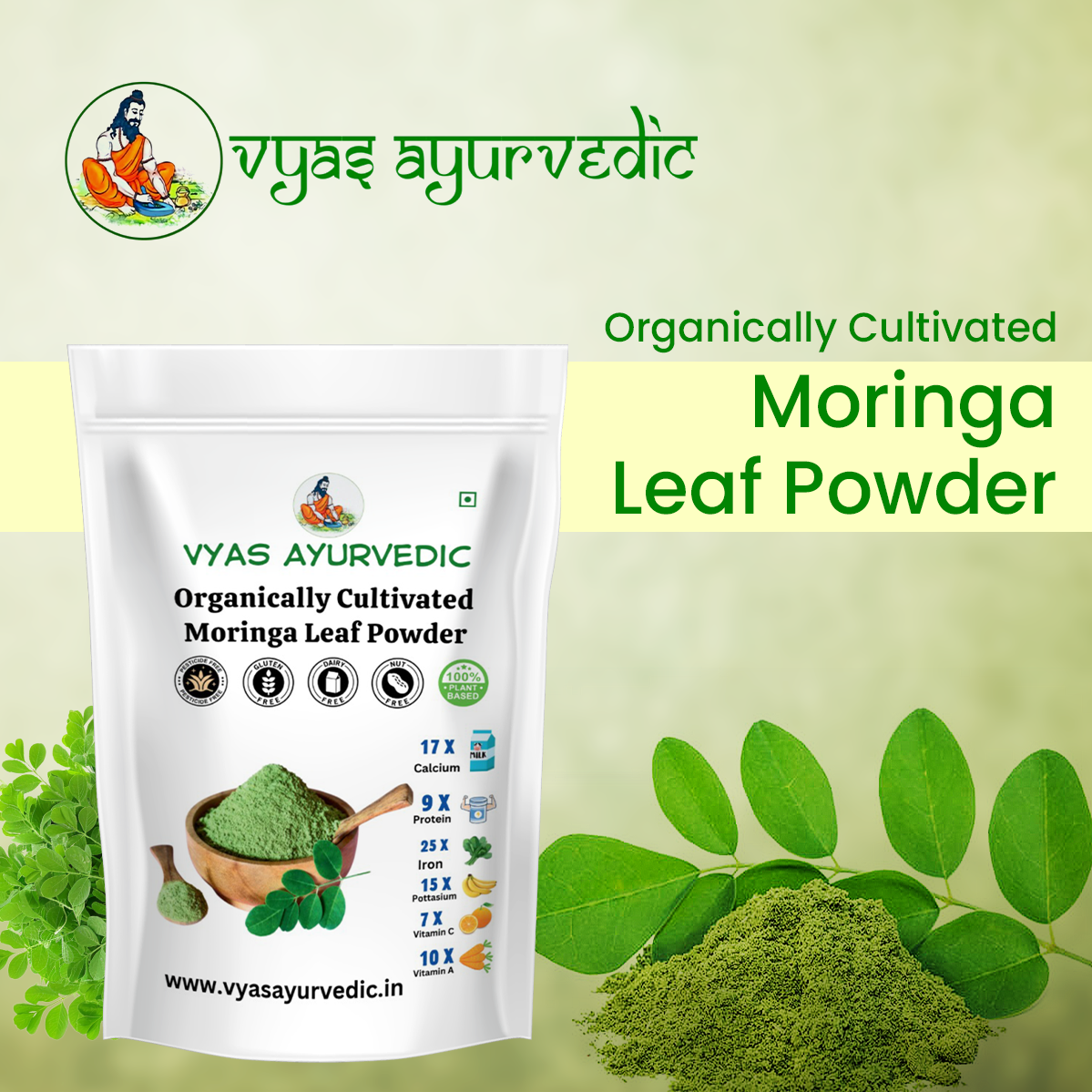 Vyas Ayurvedic Organically Cultivated Moringa Leaf Powder