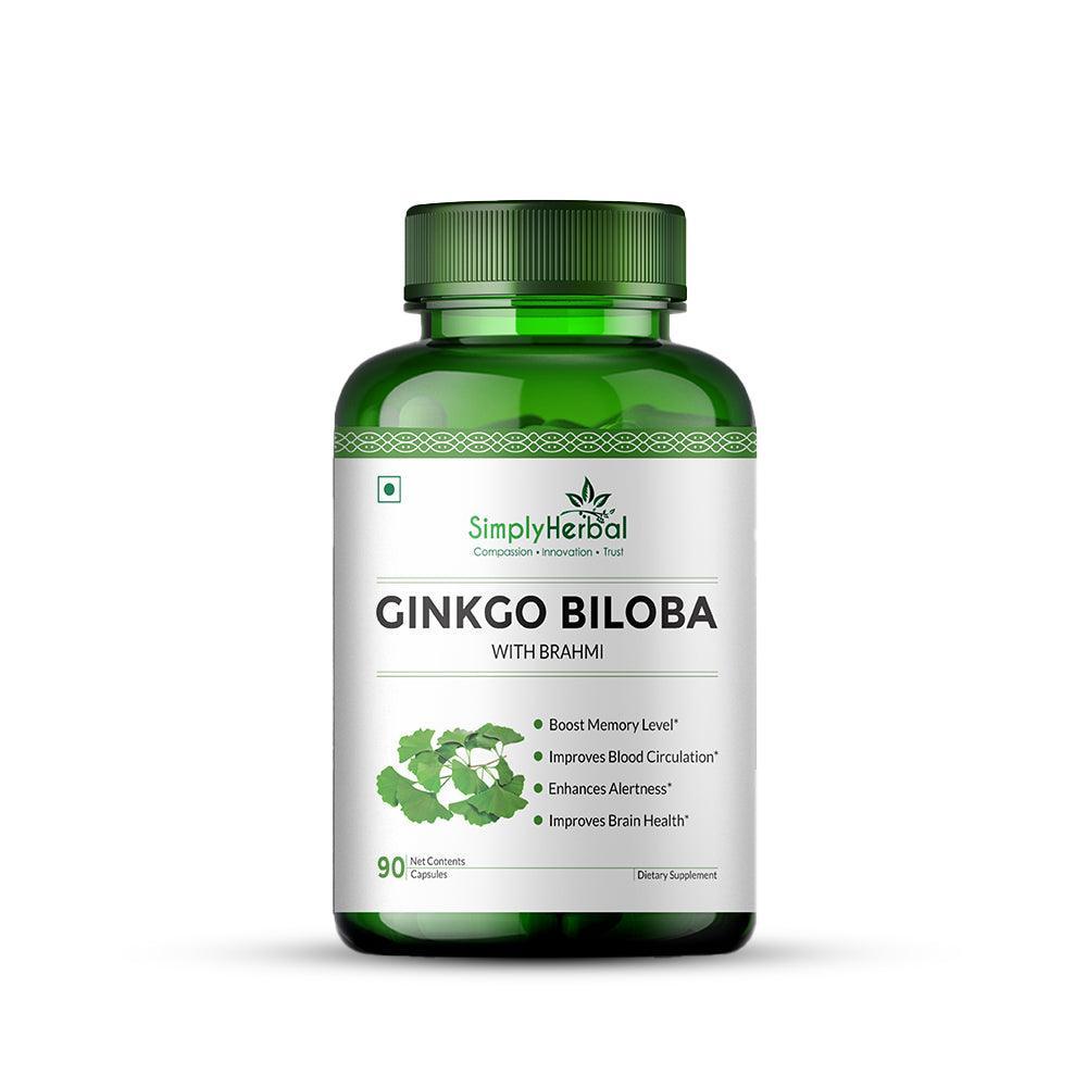 Simply Herbal Ginkgo Biloba Capsule with Brahmi - 90 Vegetarian Capsules