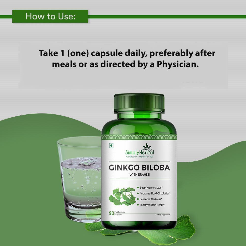 Simply Herbal Ginkgo Biloba Capsule with Brahmi - 90 Vegetarian Capsules