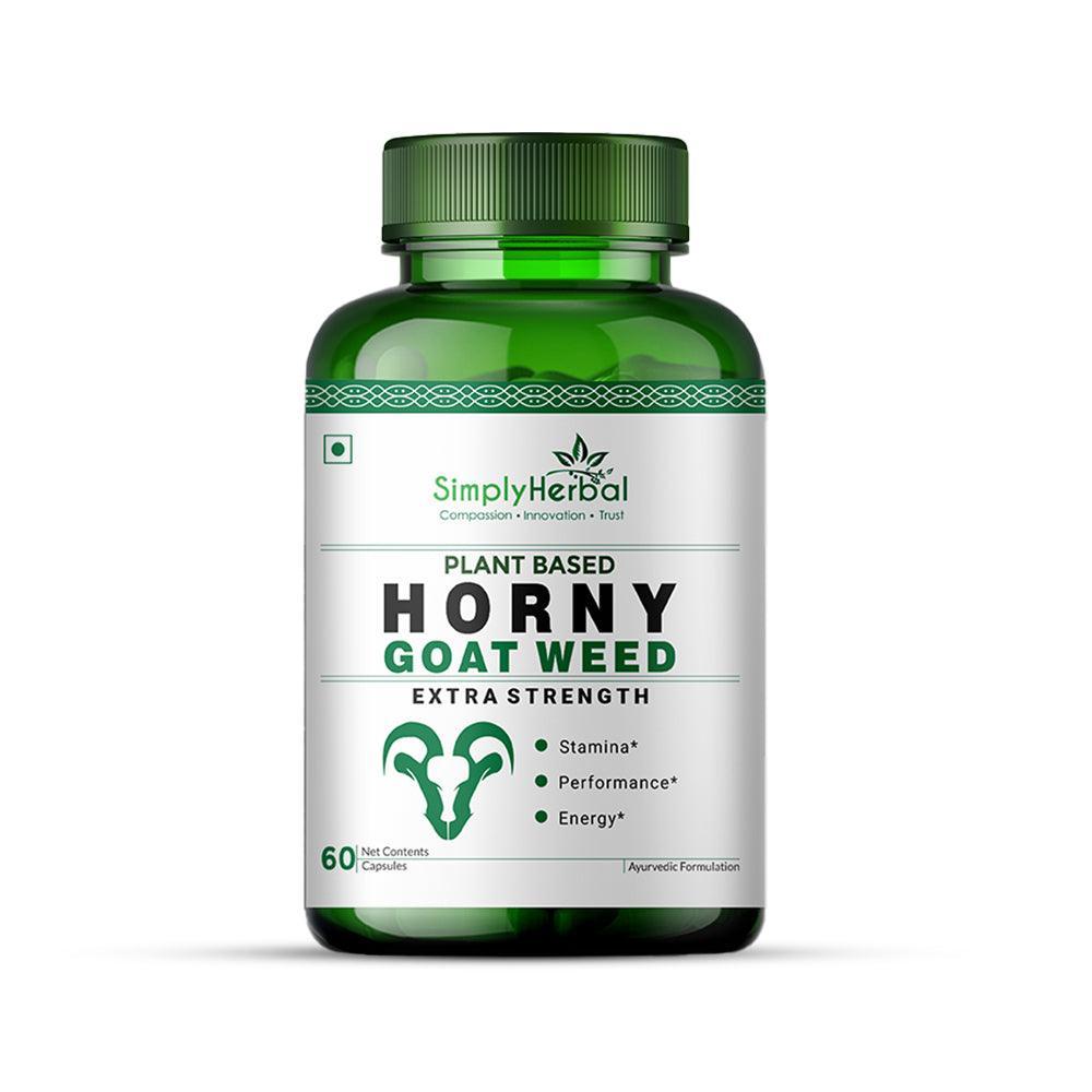 Simply Herbal Horny Goat Weed Capsule - Plant Based 800 MG Horny Goat Weed Capsules with Maca Root Extract Powder - 60 Veg Capsules