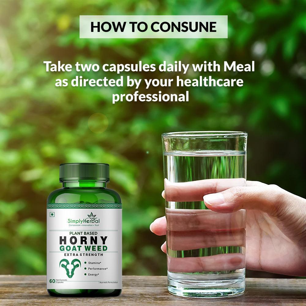 Simply Herbal Horny Goat Weed Capsule - Plant Based 800 MG Horny Goat Weed Capsules with Maca Root Extract Powder - 60 Veg Capsules