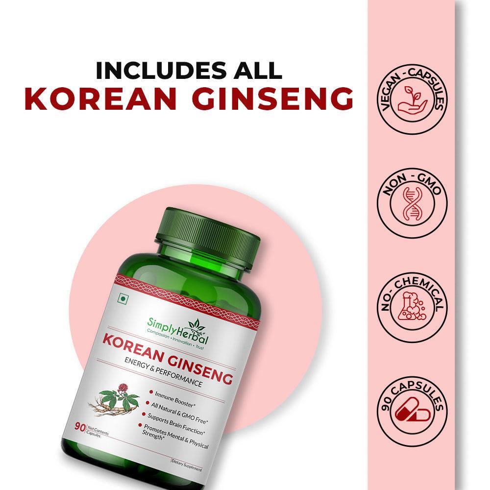 Simply Herbal Korean Ginseng Vegetarian Capsules