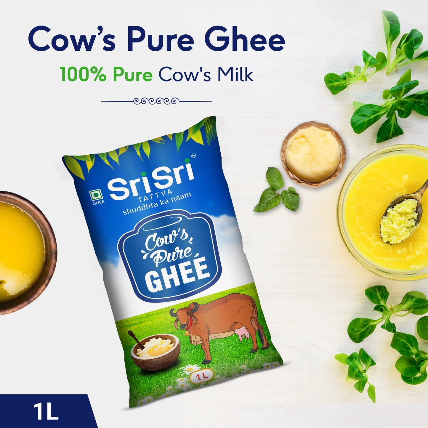 Sri Sri Tattva Cow’s Pure Ghee Pouch 1L