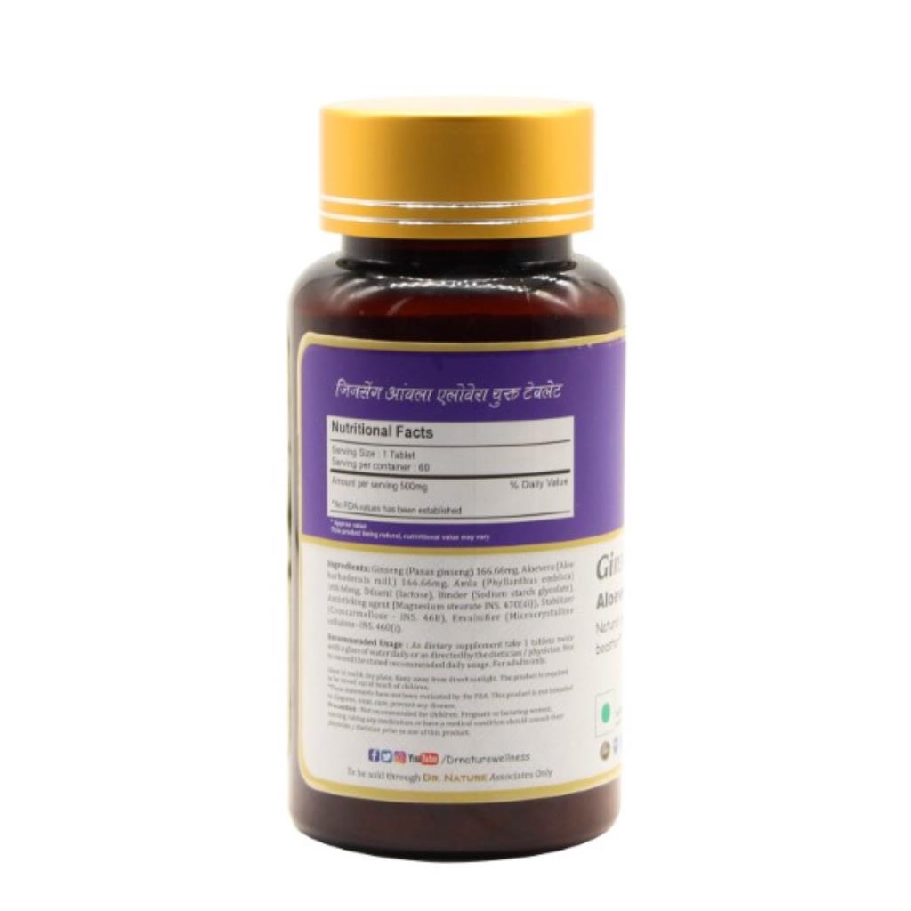 Dr. Nature Ginseng with Amla Aloevera Tablet - 500mg - 60 Tablets