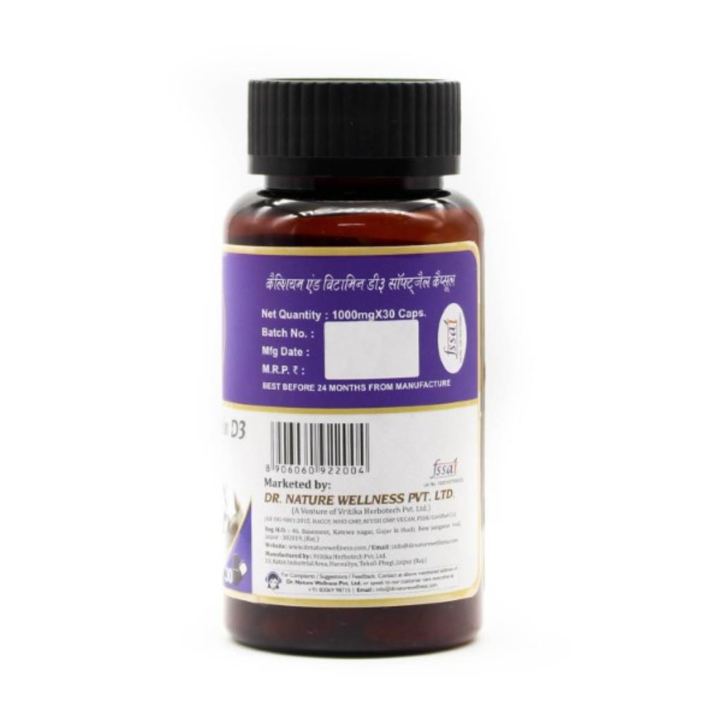Dr. Nature Clacium & Vitamin D3 Softgel Capsule - 1000mg - 30 Capsules