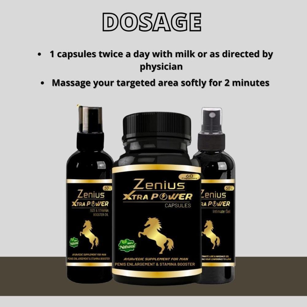 Zenius Xtra Power Kit for Men (60 Capsules + 50mL Gel + 50ml Oil)