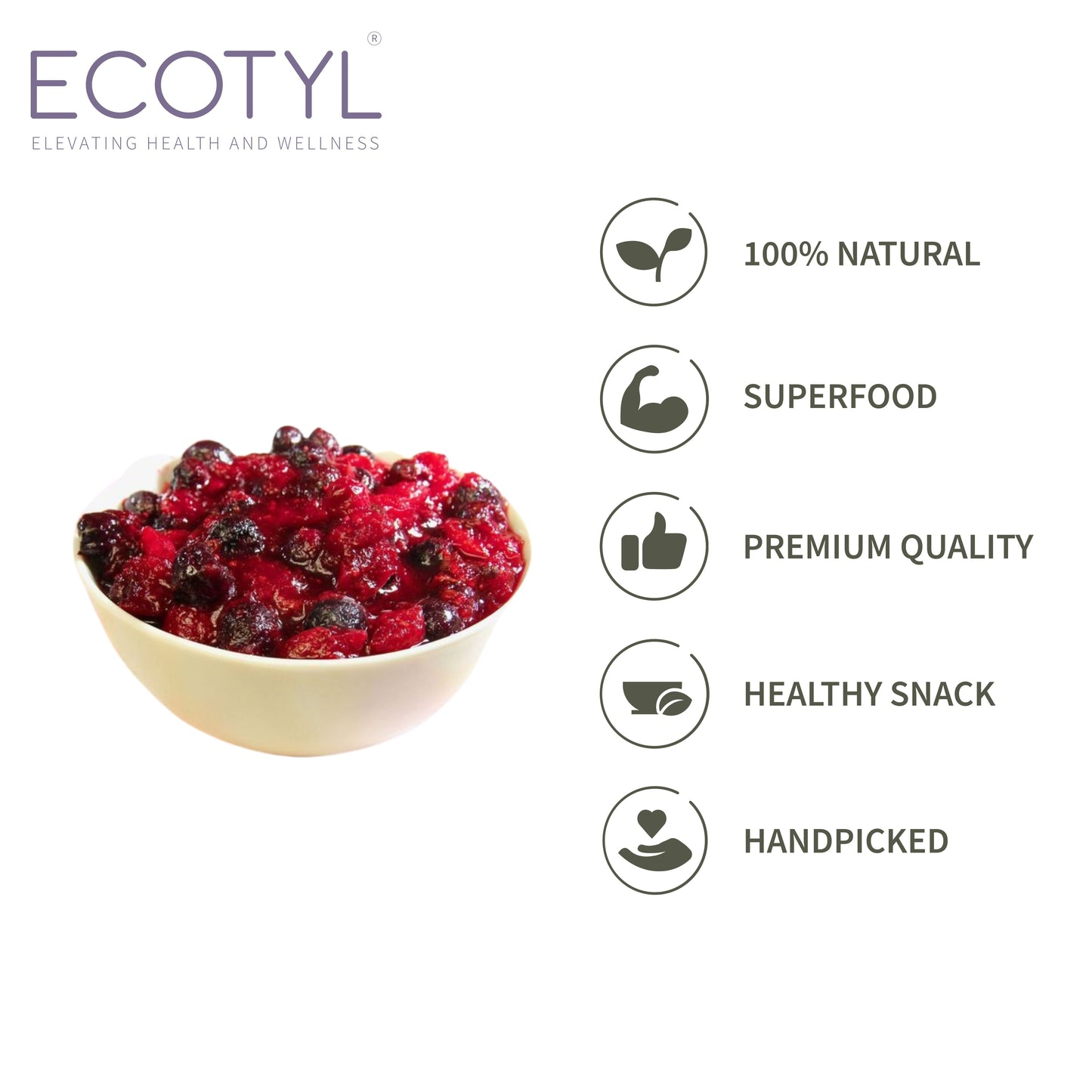 Ecotyl Combo Pack of Dried Blueberries & Dried Cranberries (150gm Each)