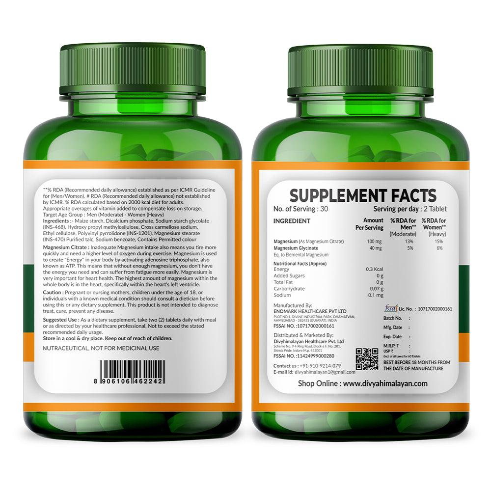 Divya Himalayan Magnesium Glycinate Tablets - 60 Tablets
