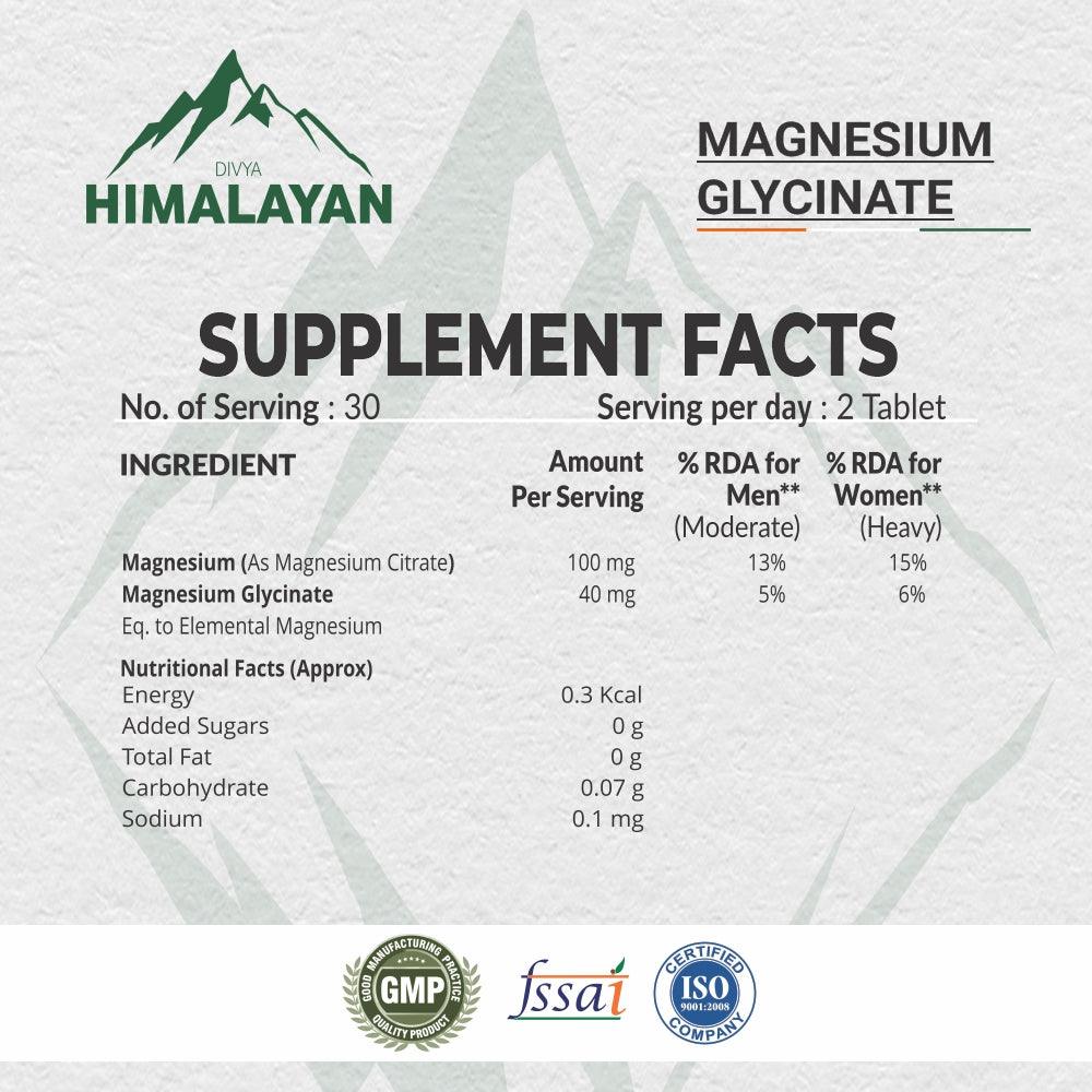 Divya Himalayan Magnesium Glycinate Tablets - 60 Tablets
