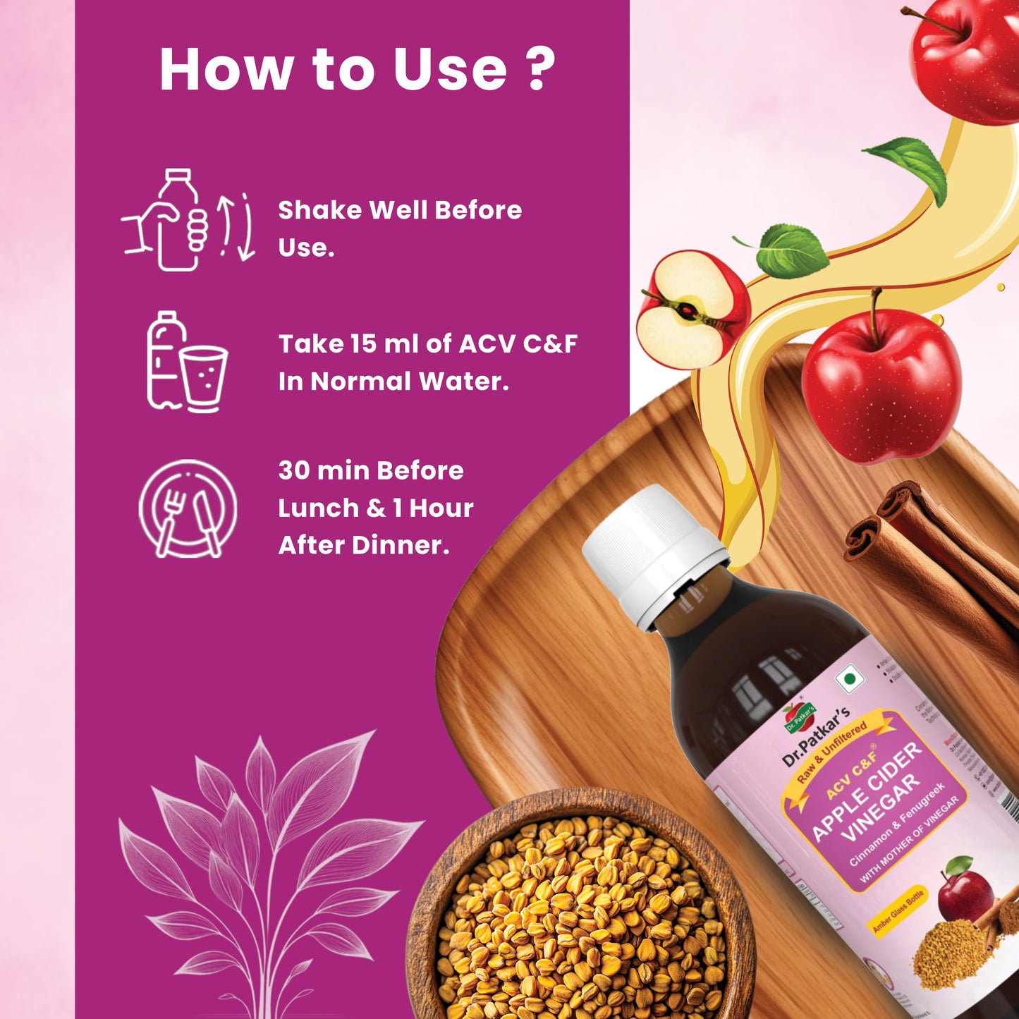 Dr. Patkar's Apple Cider Vinegar Cinnamon & Fenugreek with the Mother