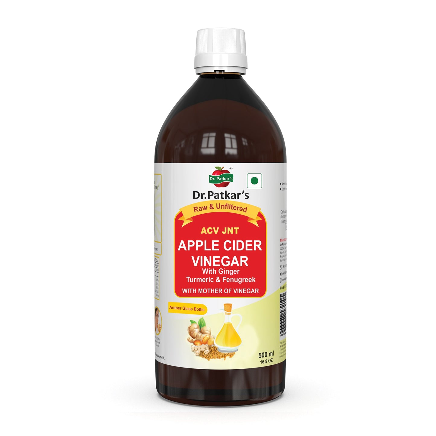 Dr. Patkar's Apple Cider Vinegar Ginger, Turmeric & Fenugreek with the Mother (500ml Each)