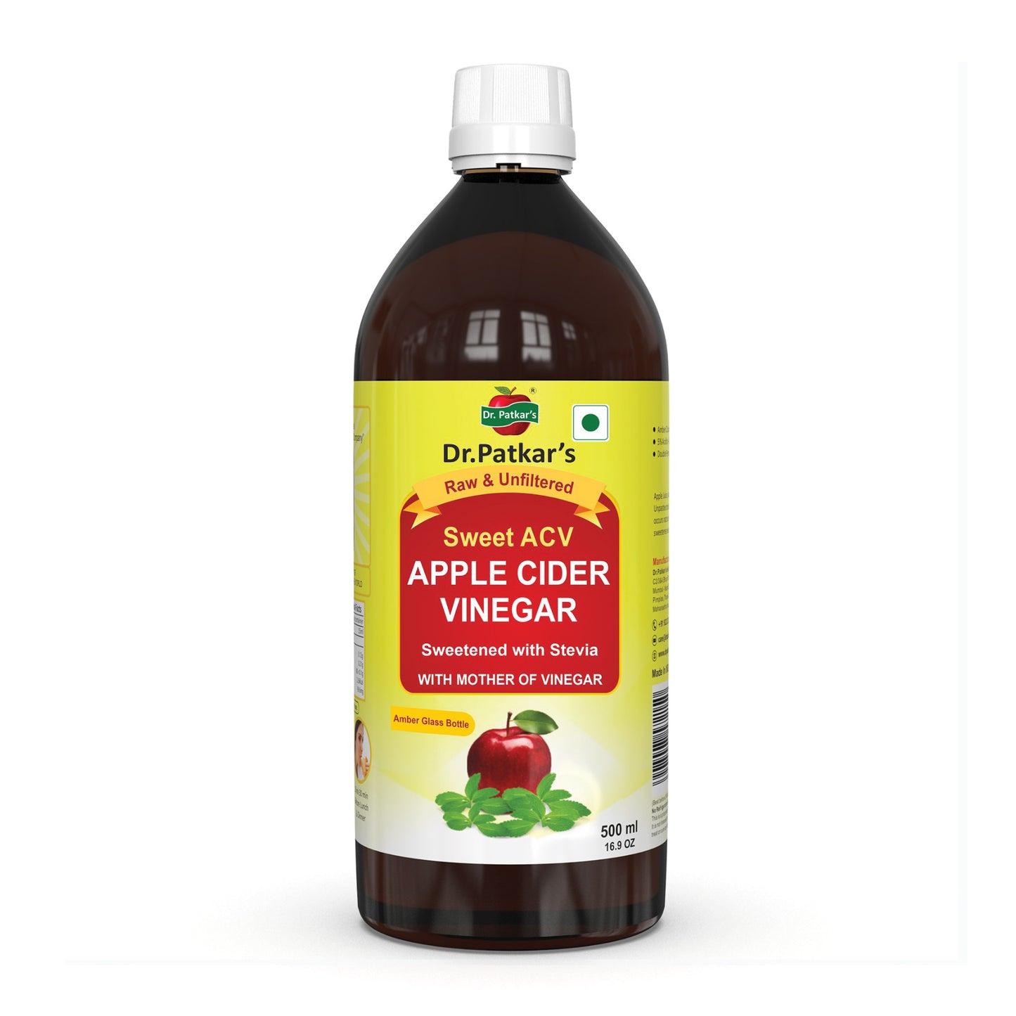 Dr. Patkar's Apple Cider Vinegar Stevia with the Mother (500ml Each)