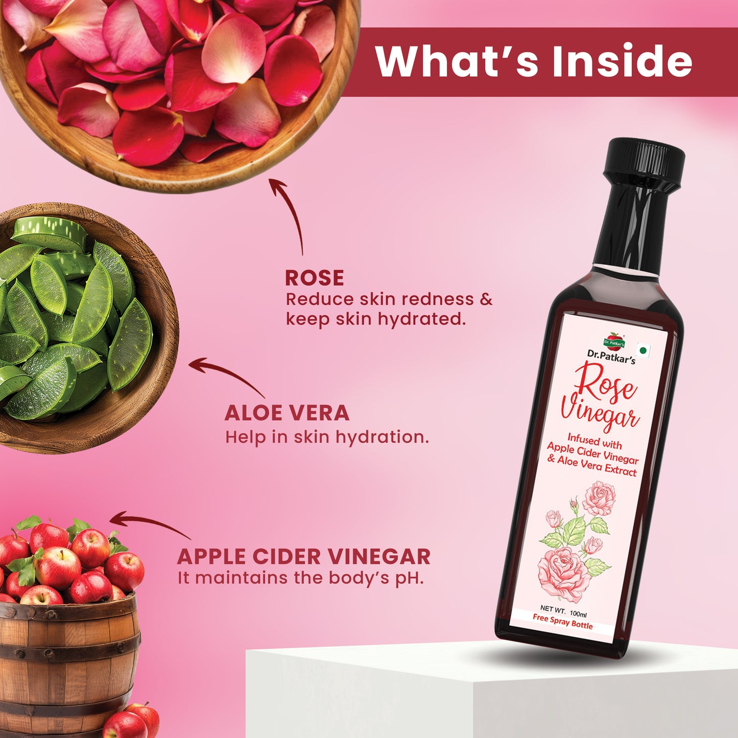 Dr. Patkar's Rose Vinegar with ACV & Aloevera Extract