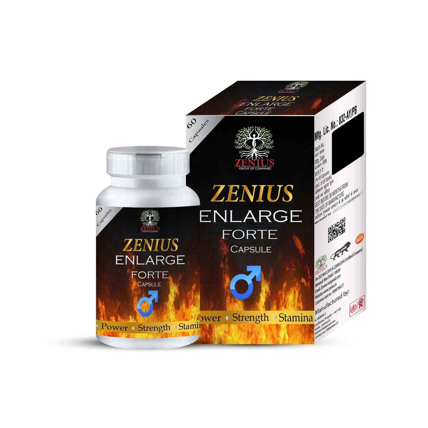 Zenius Enlarge Forte Capsules - Sexual Capsules for Sexual Health, Stamina, and Energy Boosting - 60 Capusles