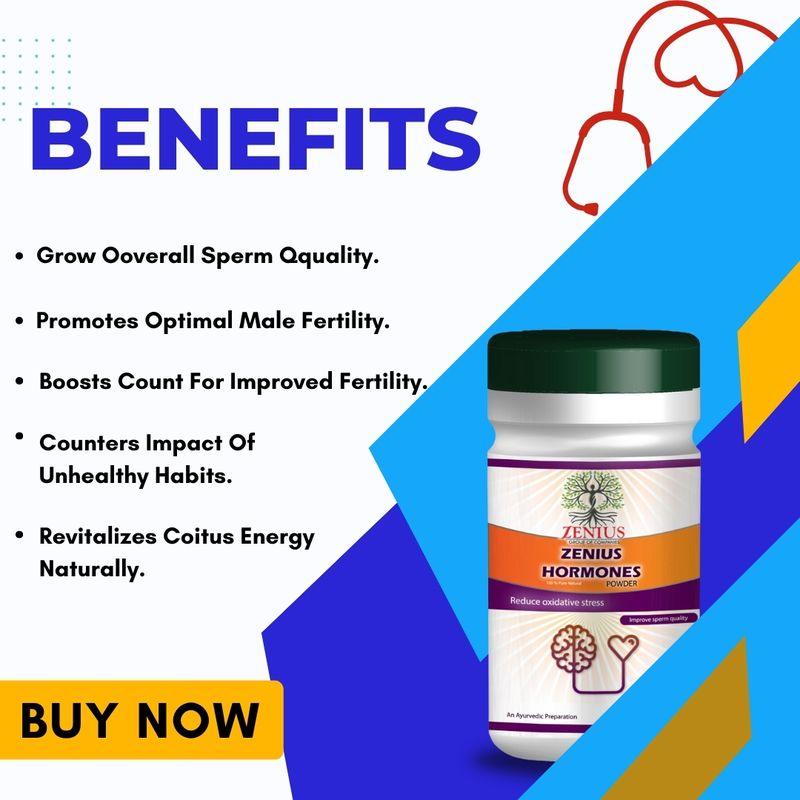Zenius Hormones Powder - Sperm Count Increase Supplements for Sperm Count Increase and Sexual Health - 100gm Powder