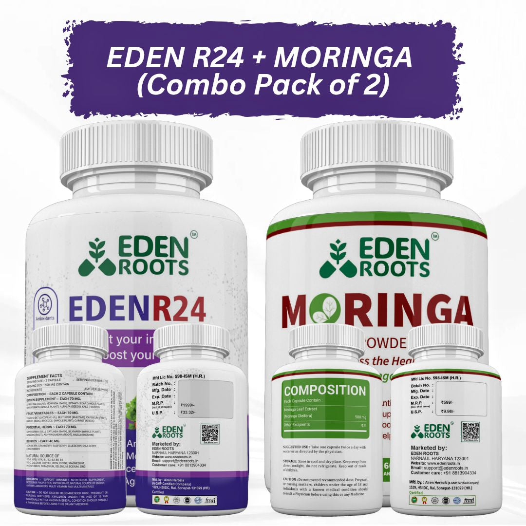 Eden Roots Eden R24 + Moringa Capsules - 60 Capsules (Combo)