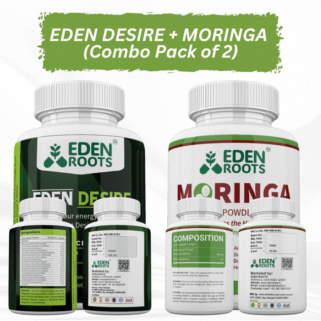 Eden Roots Eden Desire + Moringa Capsules - 60 Capsules (Combo)