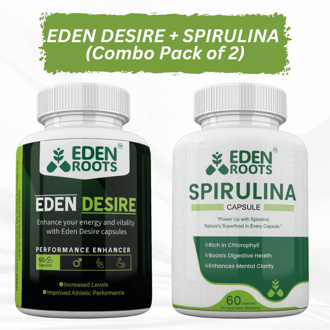 Eden Roots Eden Desire + Spirulina Capsules - 60 Capsules (Combo)